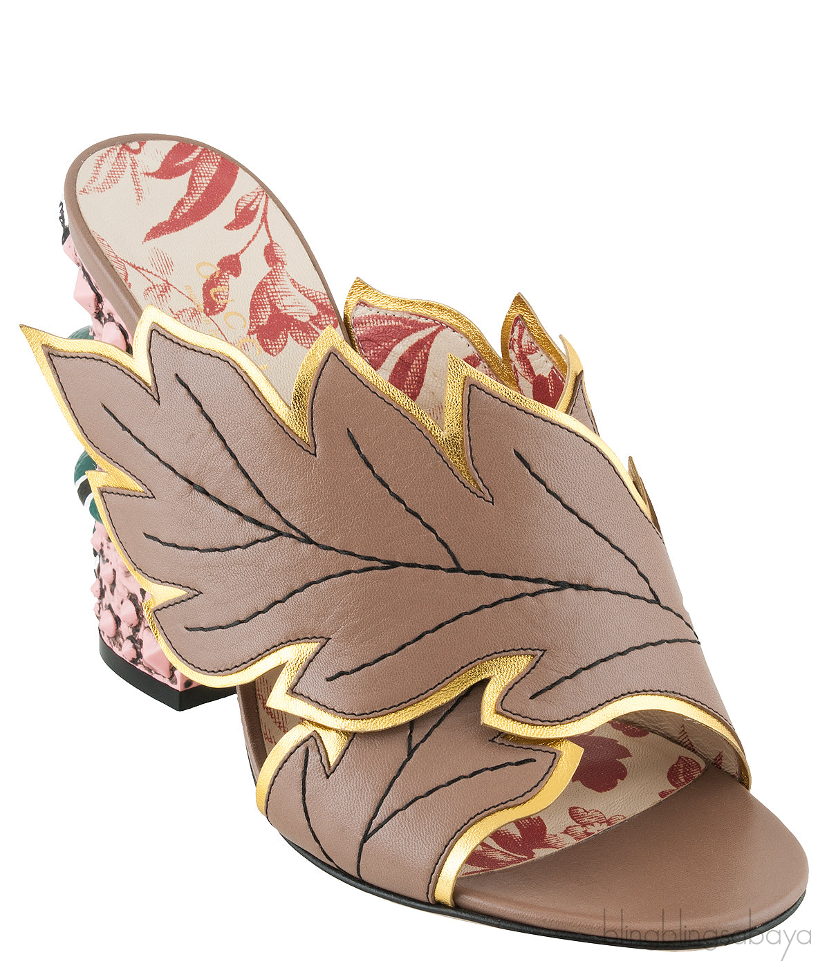 Leaf Gold Serpent Heel Slide Mule