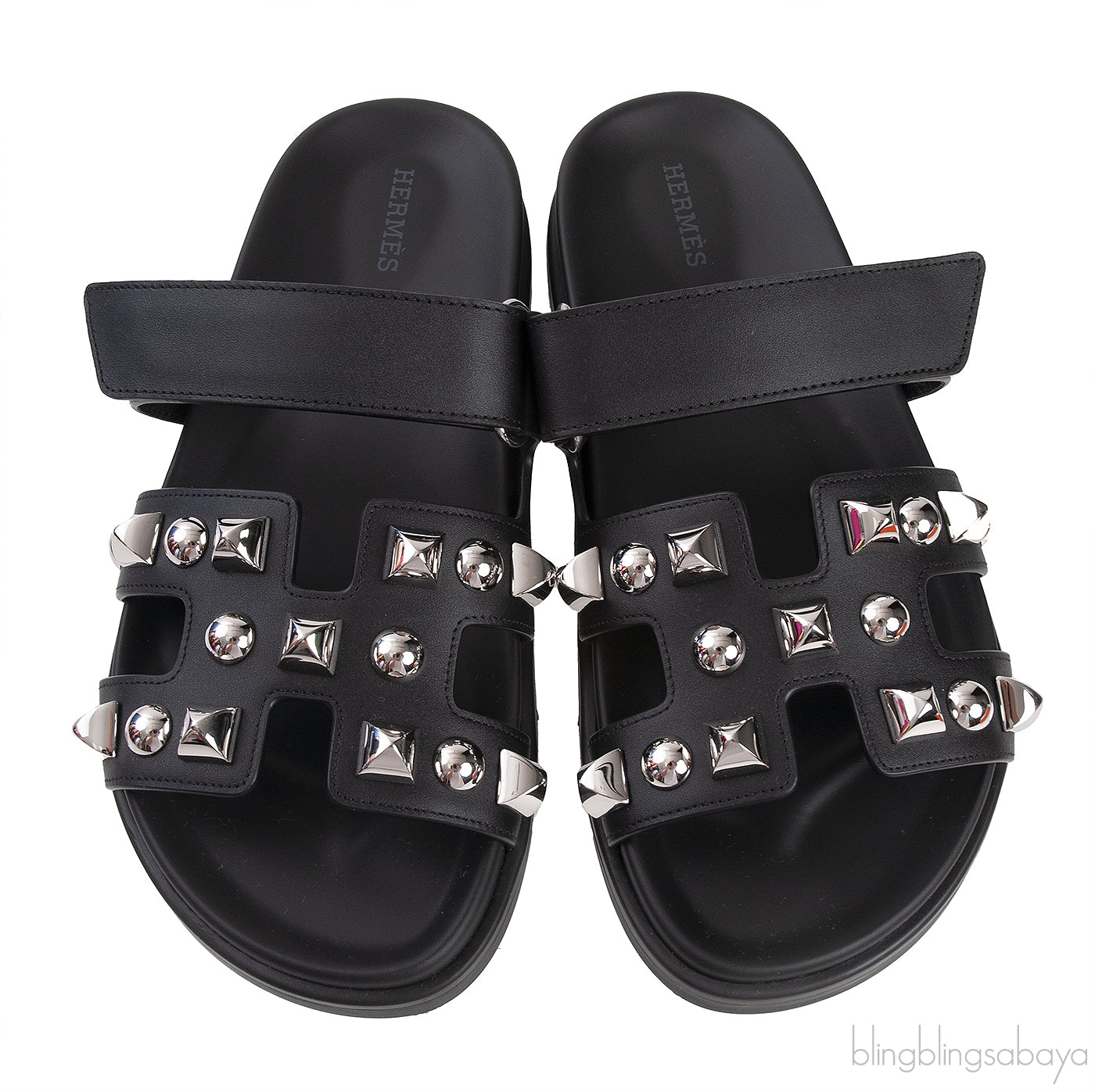 Hermes Chypre Black Cloute Studded Sandals