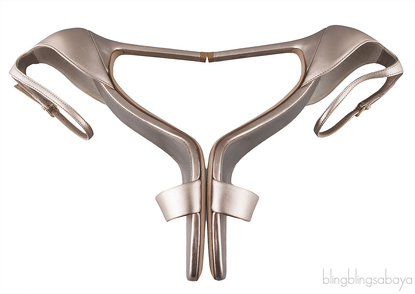 Rose Gold Square Toe Slingback Heels