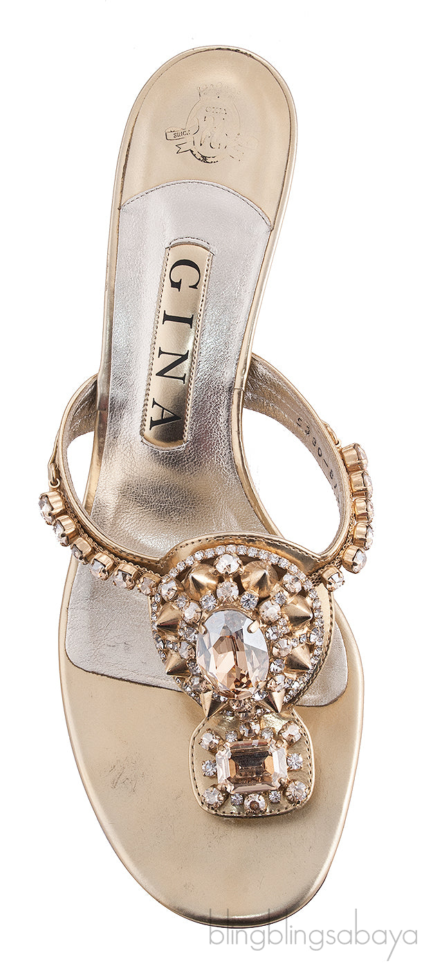 Gold Crystal Embellished Sandals