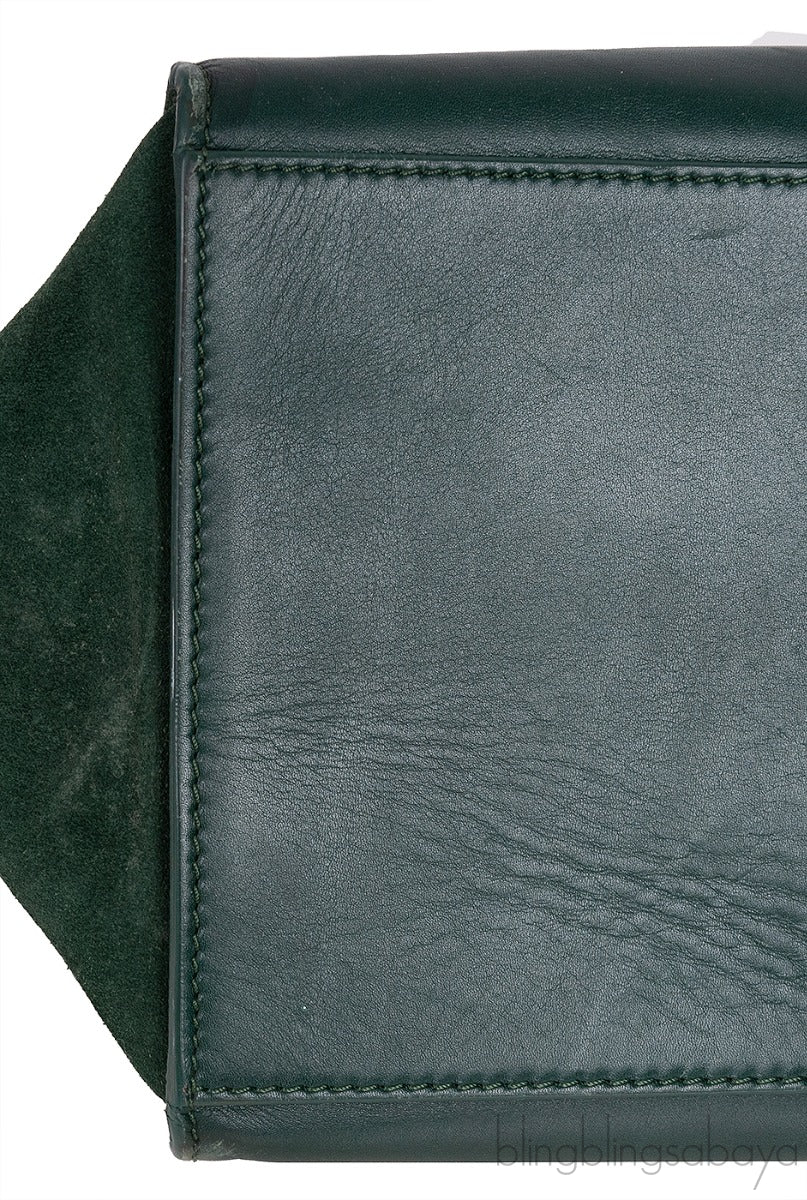 Trapeze Emerald Green Croc Embossed Shoulder Bag