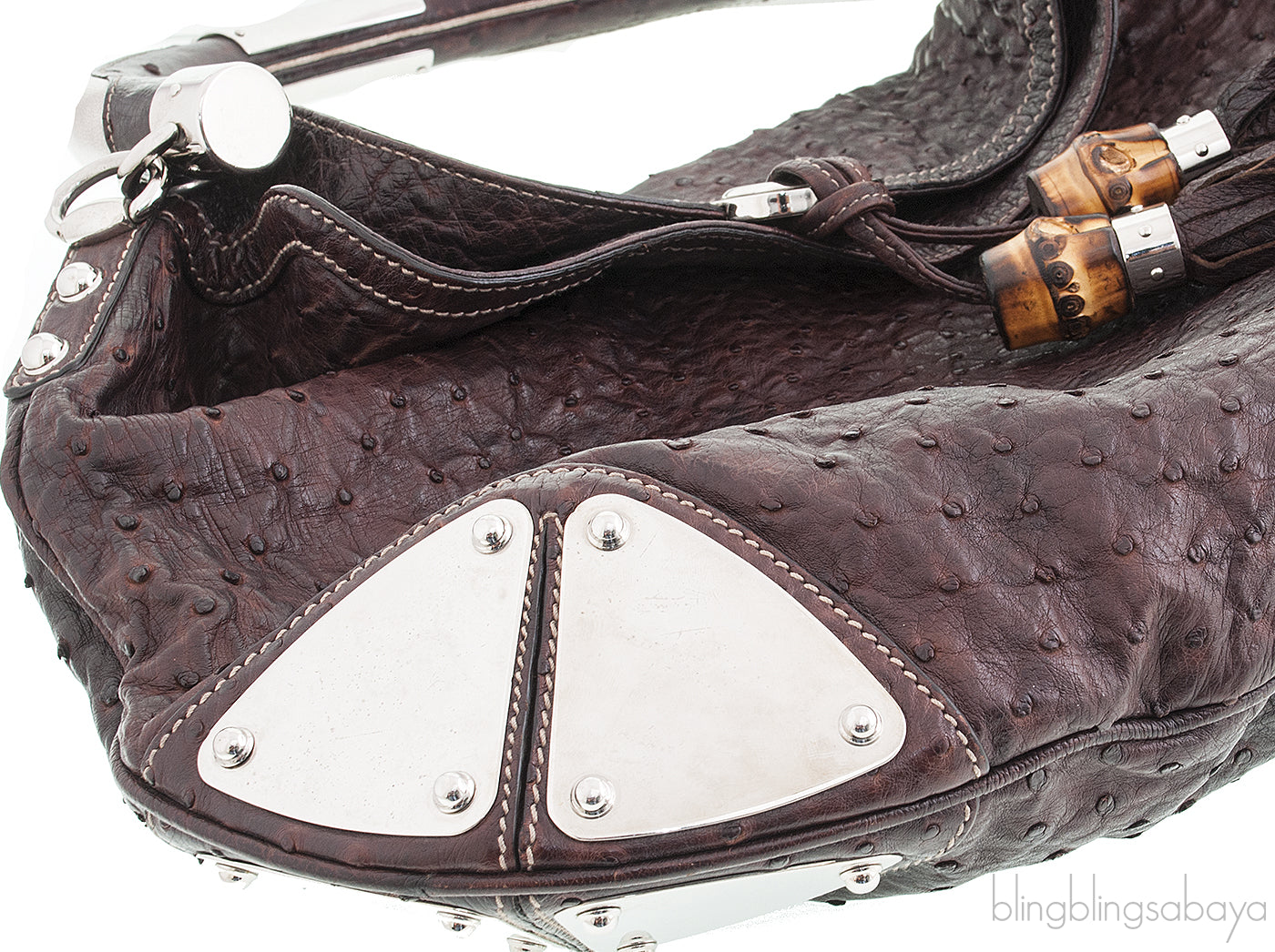Indy Dark Brown Ostrich Hobo