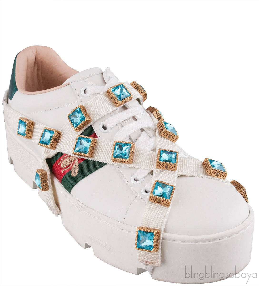 Ace Embroidered Platform Sneaker w/ Crystals