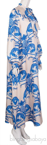Ruffled Printed Silk Satin Twill Dress
