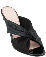 Glen Black Satin Mules
