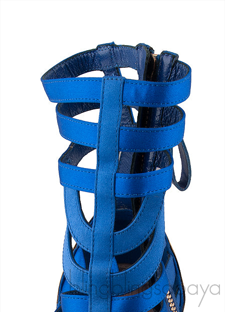 Blue Satin Strappy Gladiator Heels