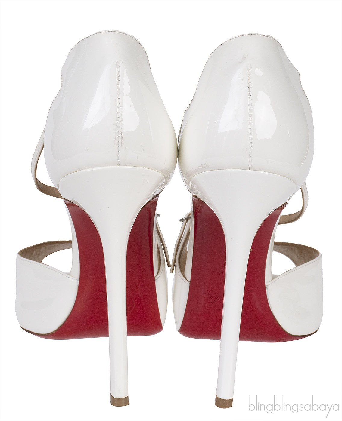 Christian Louboutin White Patent Leather Peep toe Pump