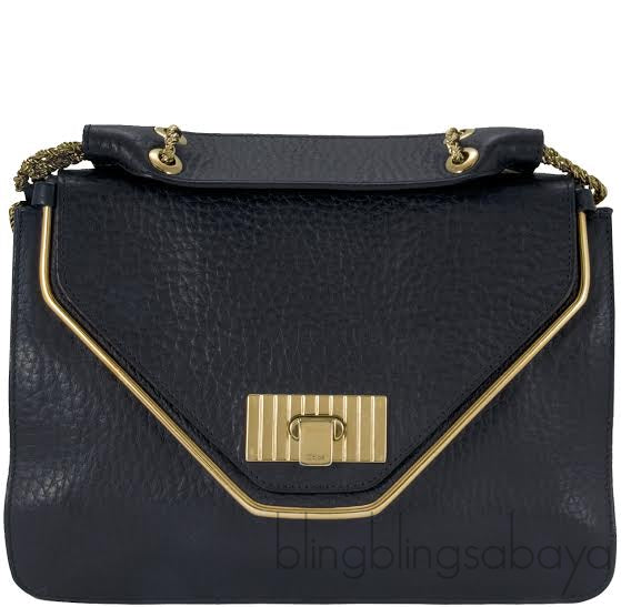 Sally Black Textured Shoulder Bag