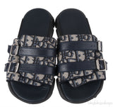 Beige and Black Dior Oblique Technical Kids Jacquard Sandals