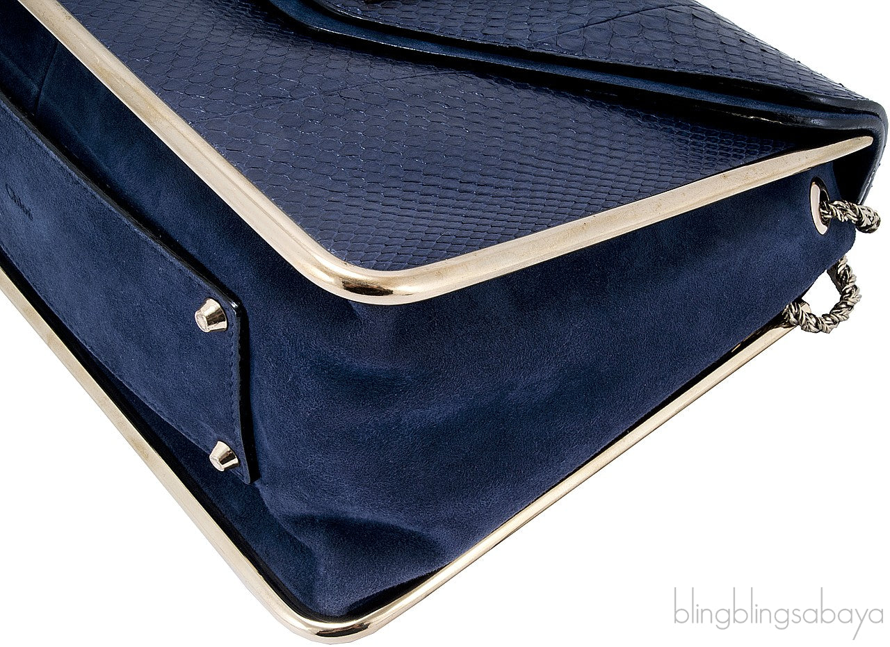 Sally Navy Blue Python Shoulder Bag