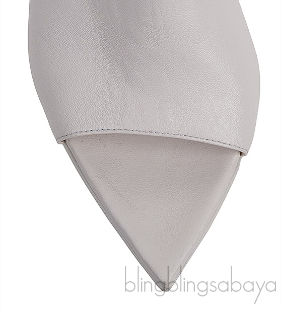 White Leather Platform Mules