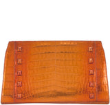 Nancy Gonzalez Orange Crocodile Studded Clutch