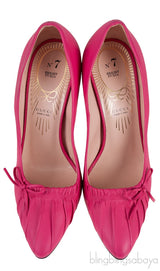 Bright Fuchsia Nappa Leather Decollete Bow Pumps