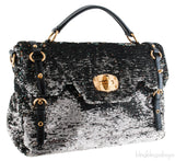 Sequin Black Turn-lock Handle Bag