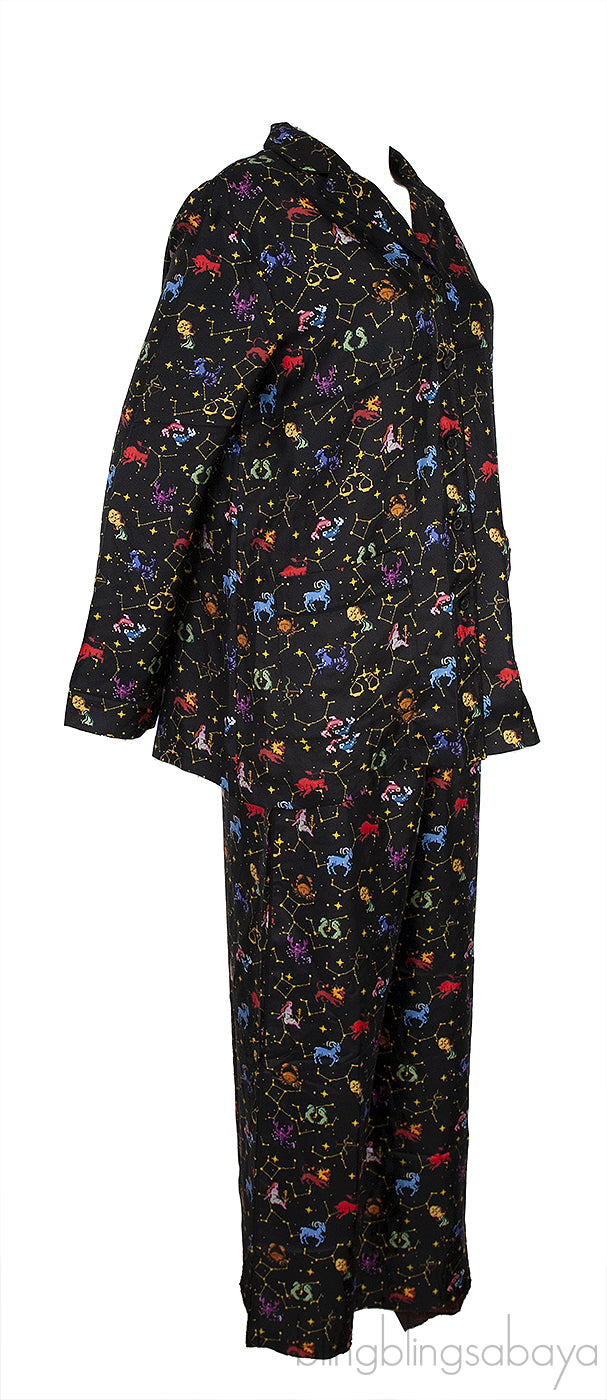Black Zodiac Print Shirt & Trouser