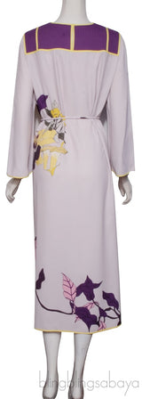 Beige & Purple Printed Dress