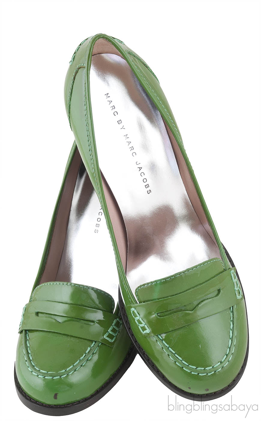 Green Patent Loafer Heels