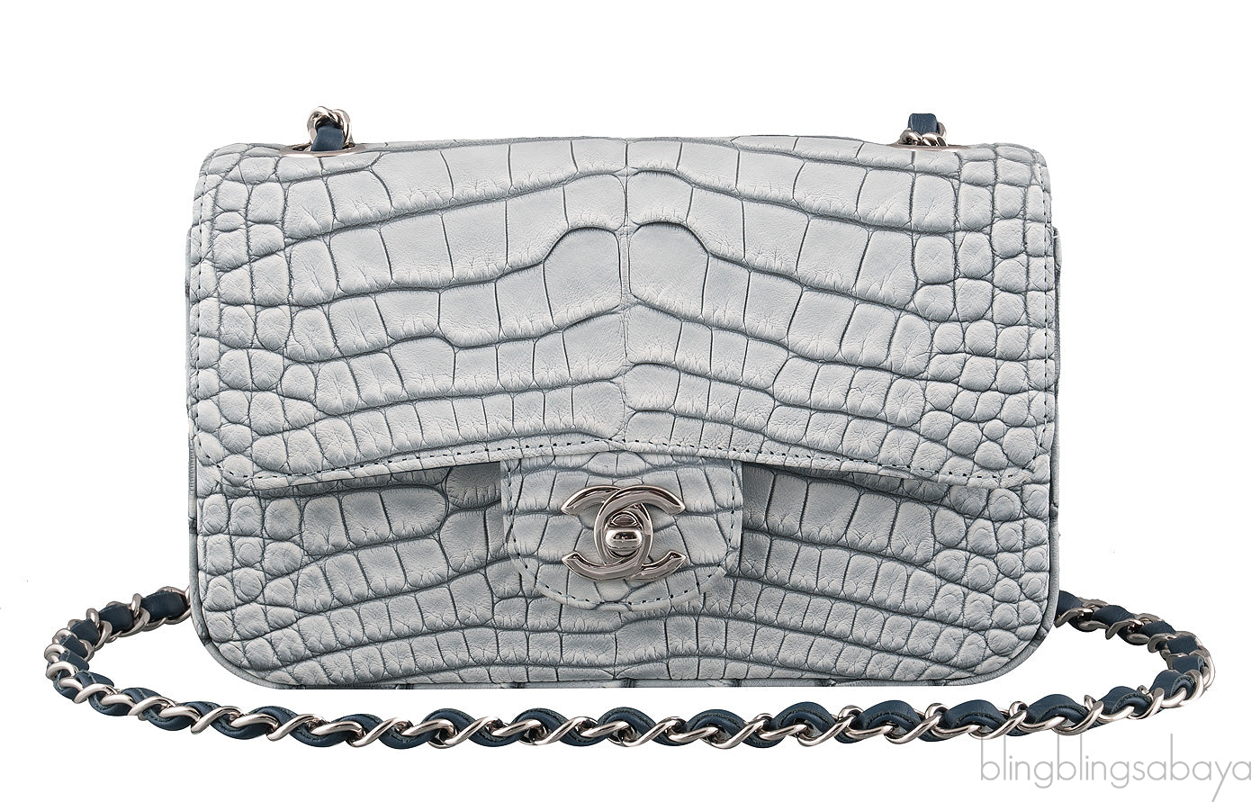Grey Bi-Color Croc Mini Bag
