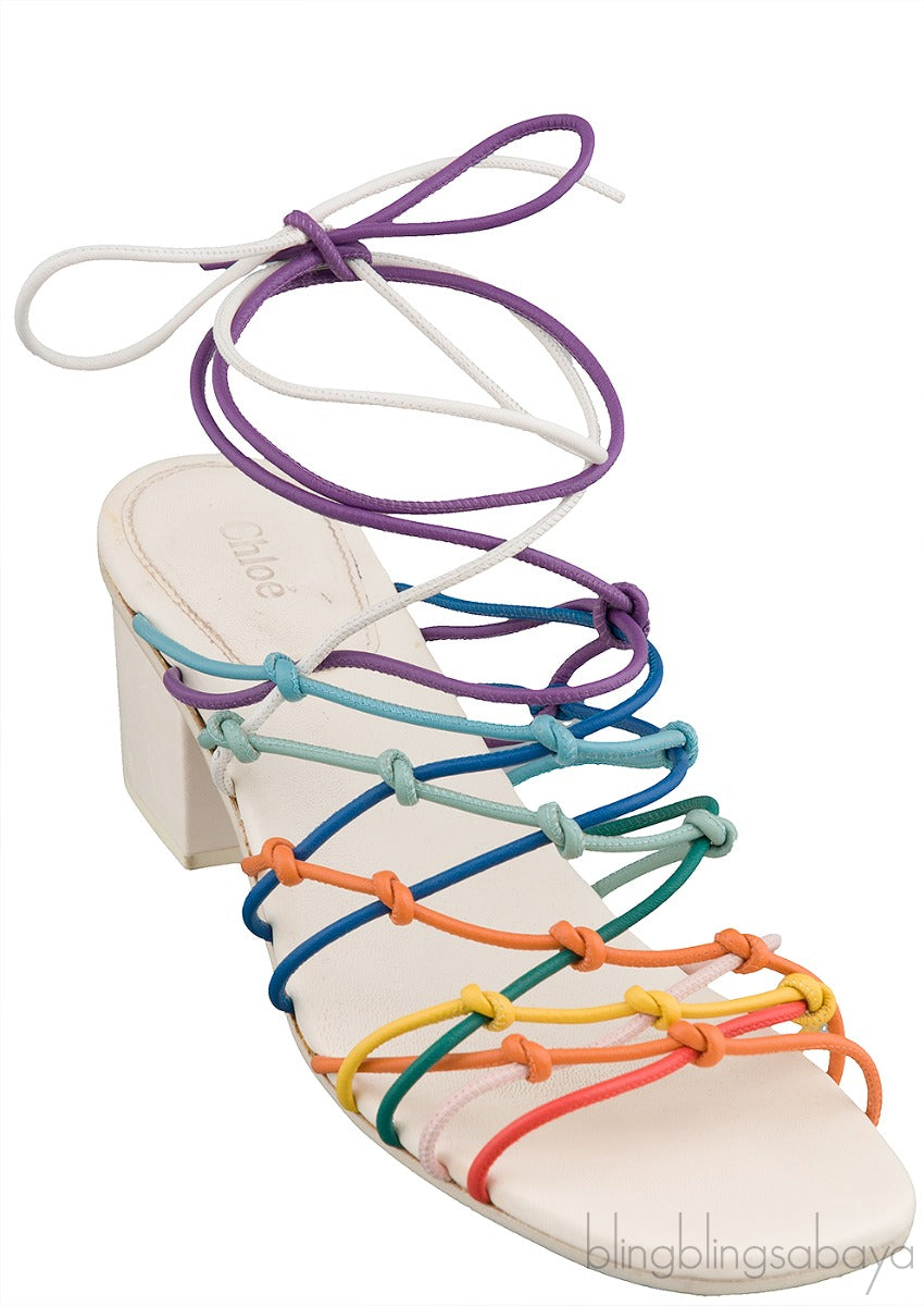 Jamie Multicolor Knotted Ankle-wrap Sandals
