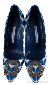 Blue Printed Satin Hangisi Pump
