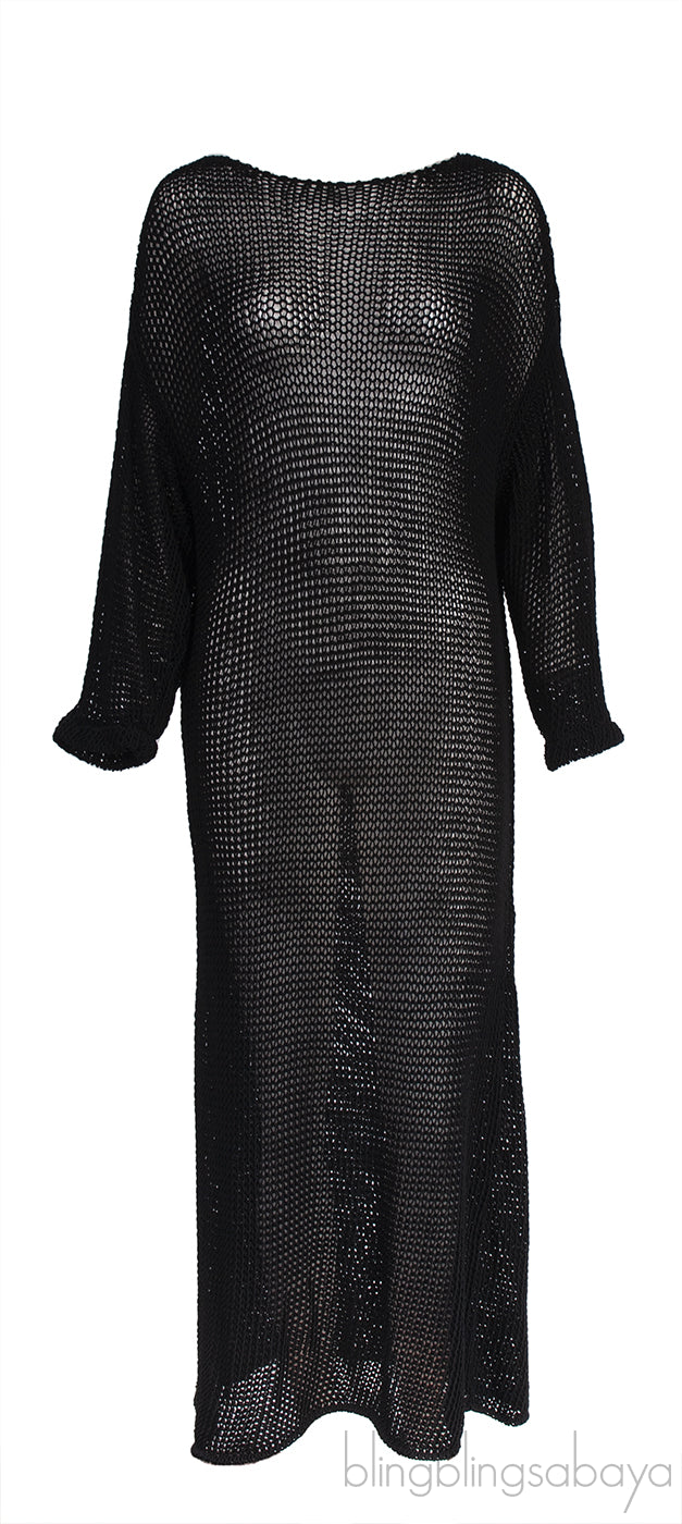 Black Opal Crocheted Cotton-blend Maxi Dress