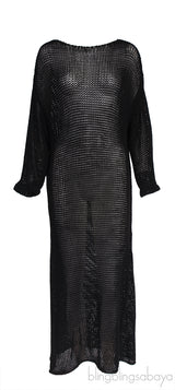Black Opal Crocheted Cotton-blend Maxi Dress