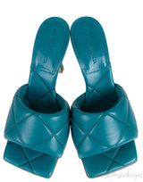 Bottega Veneta Blue Green Rubber Lido Mules 38