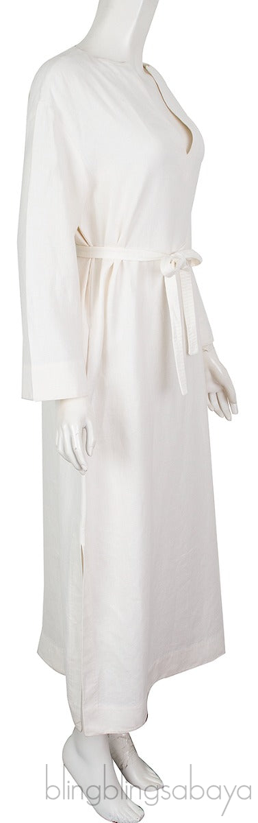 White Linen Kaftan Dress