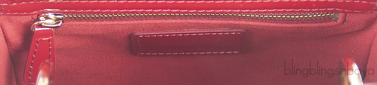 Christian Dior Lady Dior Mini Red Patent Quilted Leather GHW