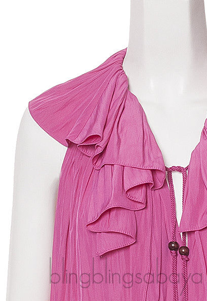 Fuchsia Drawstring Sleeveless Top