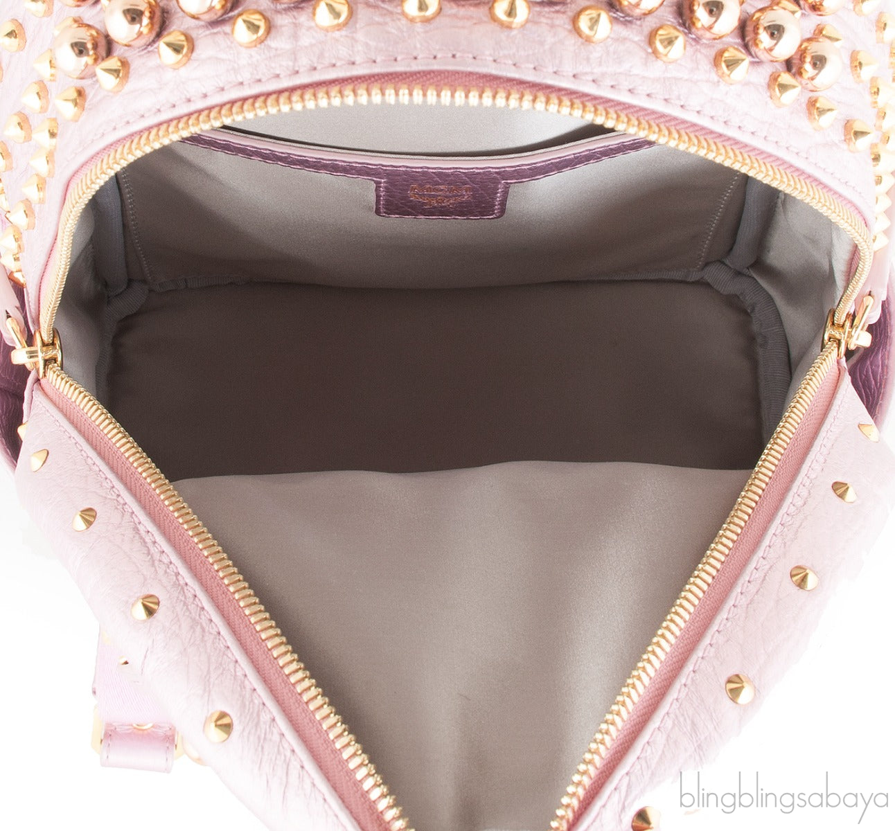 Pink Metallic Embellished Backpack