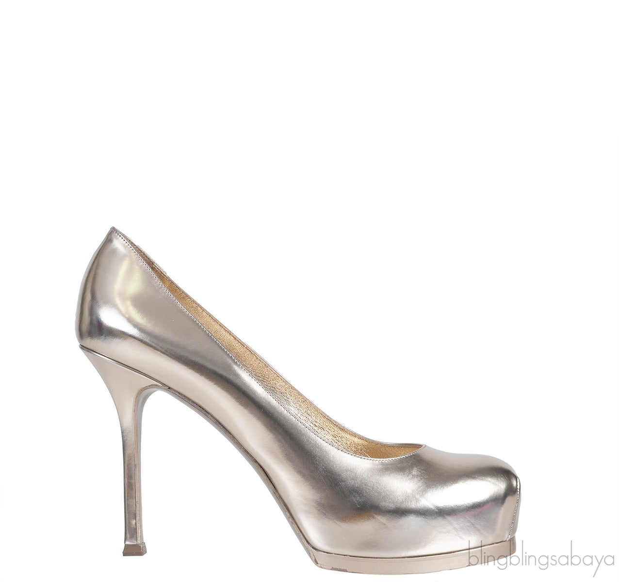 Light Gold Tribtoo Leather Pumps