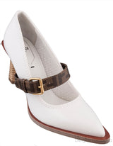 White Mary Jane FF Strap Heels