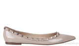 Nude Leather Rockstud Ballet Flat
