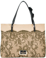 Beige Raffia & Lace Tote
