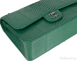 Chanel Classic Jumbo CC Emerald Green Python Flap Bag