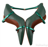 Dark Green Maureen Leather Mules