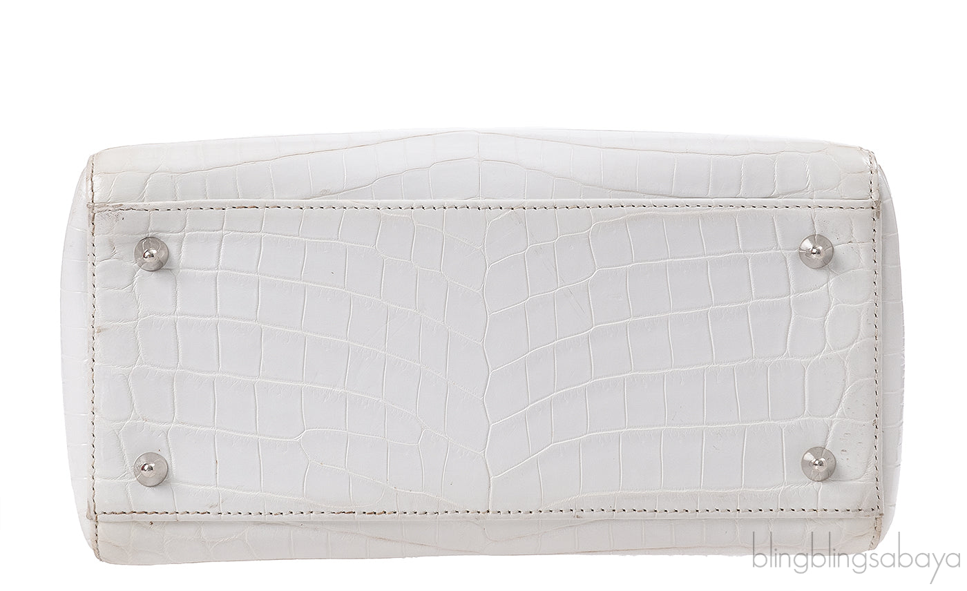 Christian Dior Lady Dior White Printed Crocodile Medium Bag