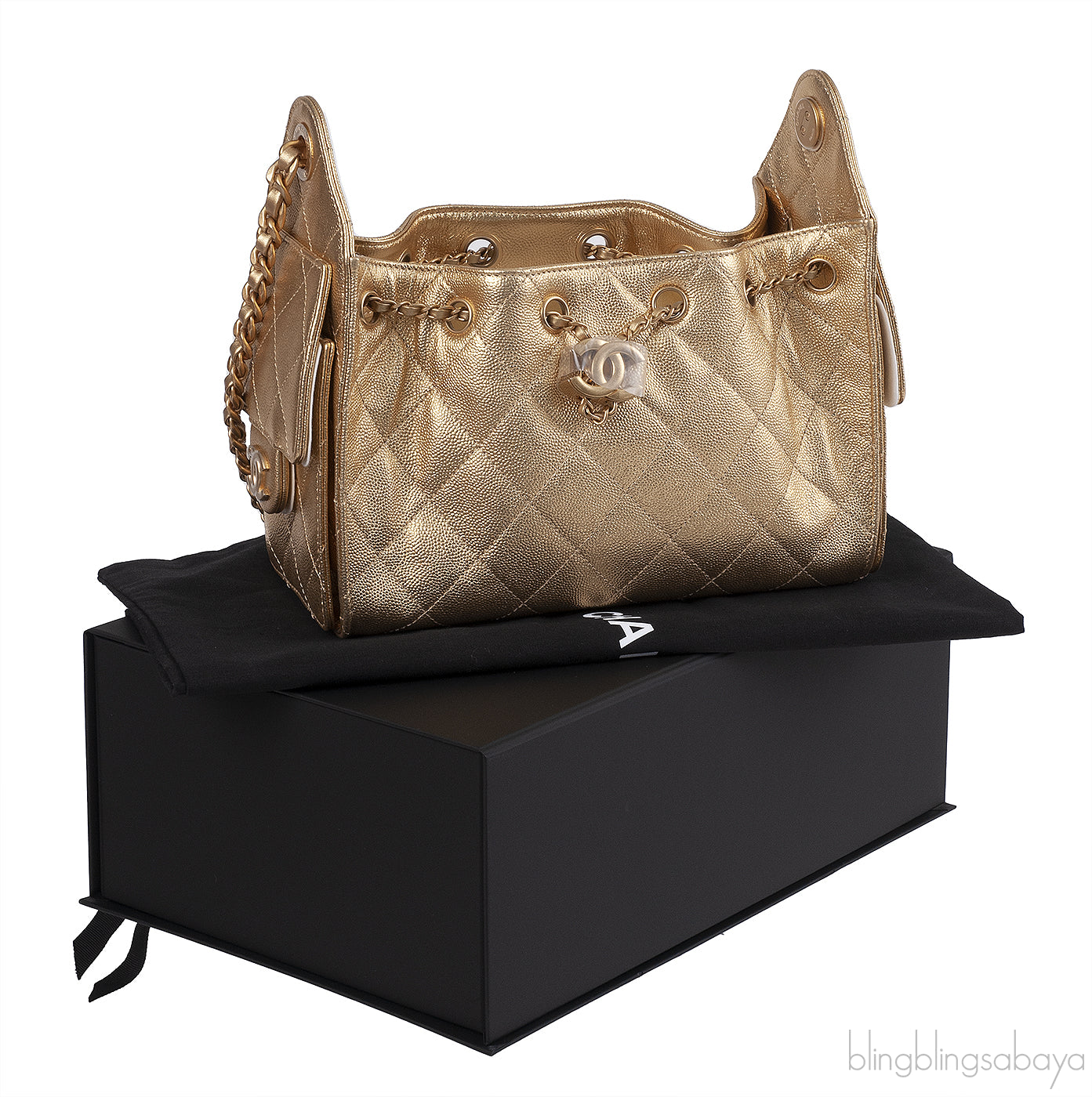 Chanel 25 Mini Gold Metallic Grained Leather GHW