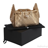 Chanel 25 Mini Gold Metallic Grained Leather GHW