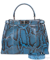 Peekaboo Medium Blue Python Bag