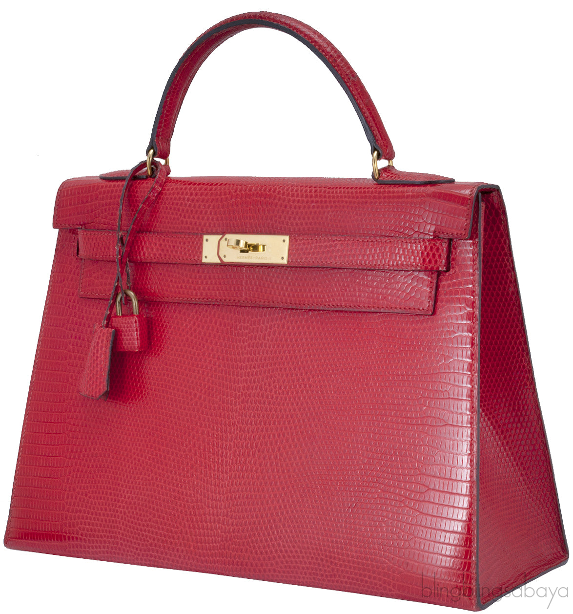 Kelly 32 Vintage Red Lizard Sellier