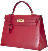 Kelly 32 Vintage Red Lizard Sellier