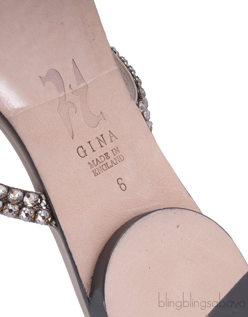 Grey Crystal Embellished Sandals