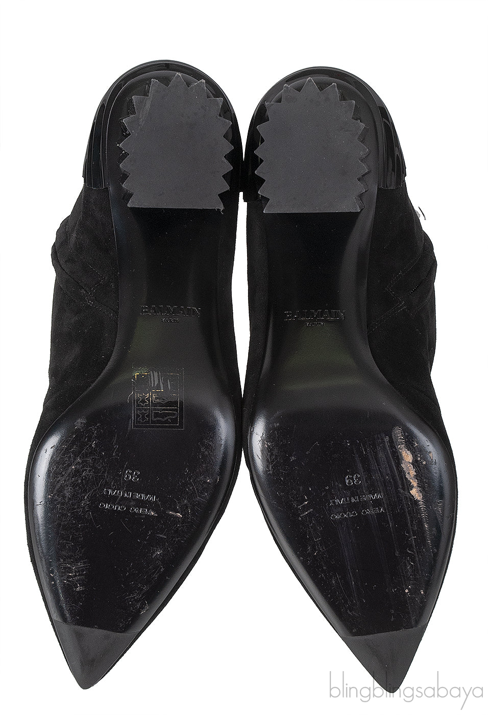 Balmain Black Pointed Toe Suede Ankle Boots