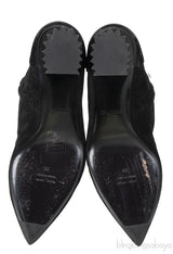 Balmain Black Pointed Toe Suede Ankle Boots