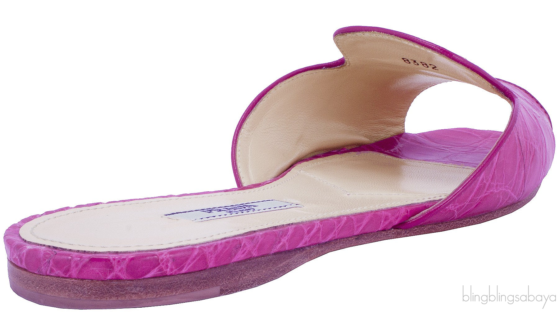 Fuchsia Croc Print Open Toe Slide
