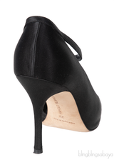 Black Satin Pointed Toe Heels