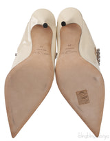 Off-white Bing 100 Crystal-Embellished Patent Leather Mules