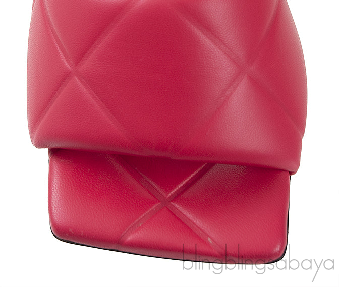 Fuchsia Pink Nappa Quilted Rubber Lido Leather Mules